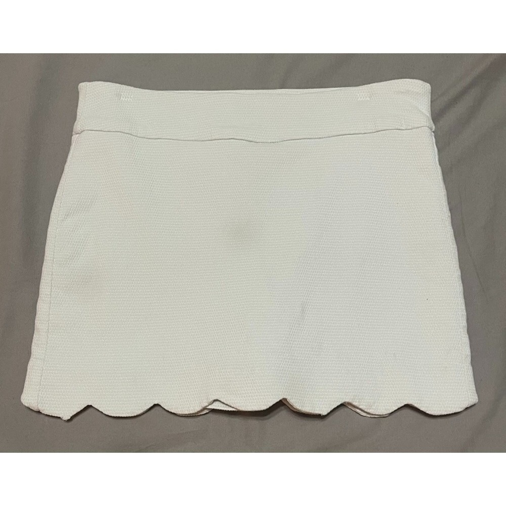 ATTYRE NEW YORK WHITE SIZE 14 SKORT HONEYCOMB WEAVE PATTERN SCOLLOP HEM